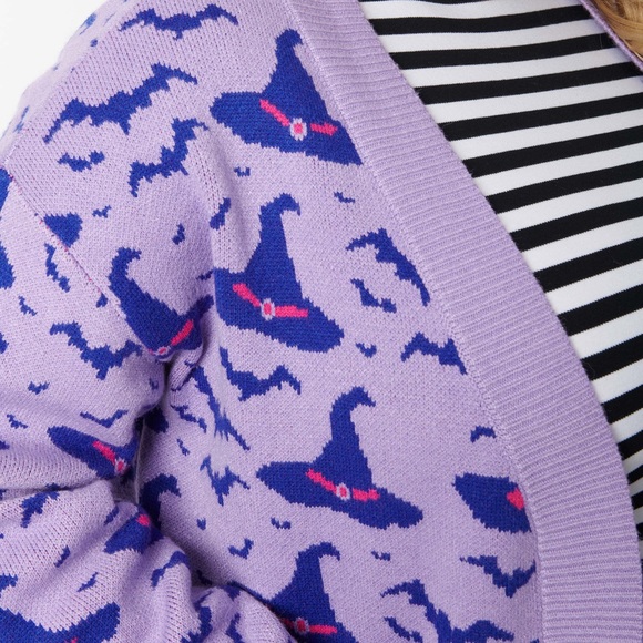 NEW Halloween Plus Size Purple Cardigan Witches Hat by Magnolia Place - Picture 3 of 16